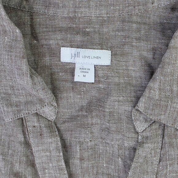 J Jill Love Linen Shirt Womens Medium Brown Sleeveless Button Front Tunic Top - Picture 2 of 10